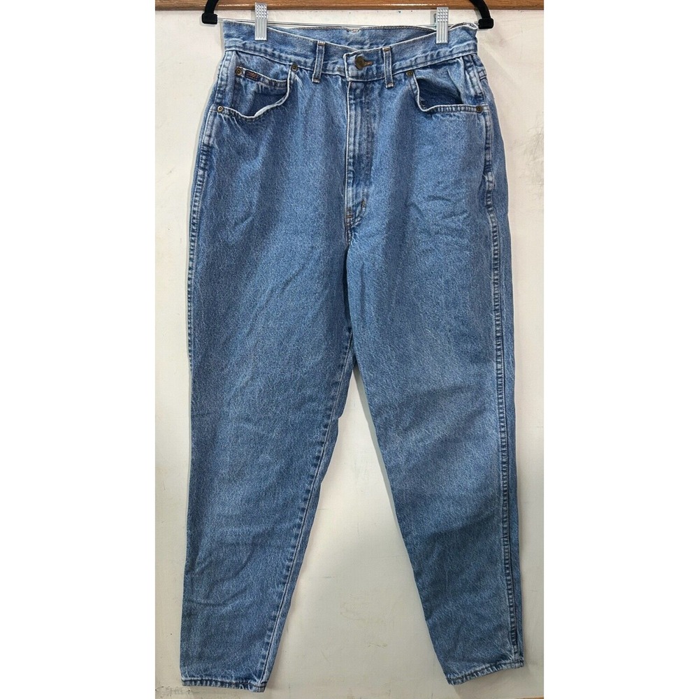 Vintage Chic Denim Mom Blue Jeans Size 30X30 High Waisted Tapper‎ Leg Light Wash